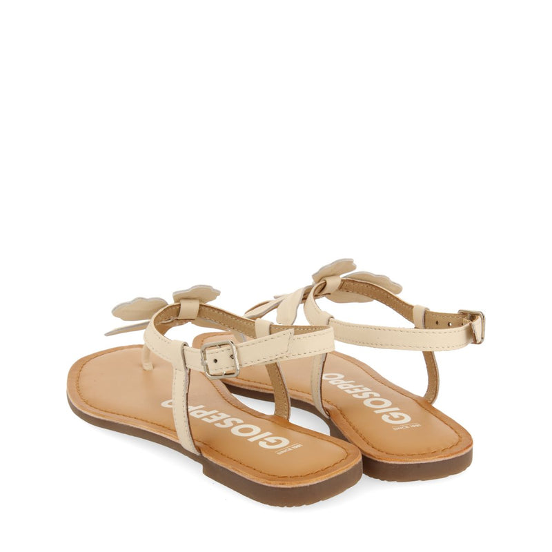 SANDALIAS OFF-WHITE DE PIEL CON ADORNO DE FLOR PARA MUJER VELCAN