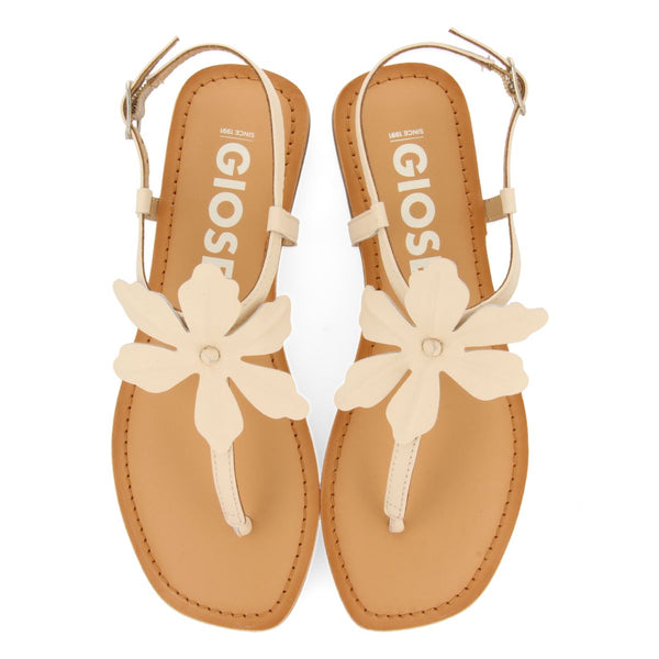 SANDALIAS OFF-WHITE DE PIEL CON ADORNO DE FLOR PARA MUJER VELCAN