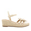 SANDALES EN CUIR DE COULEUR OFF-WHITE AVEC ORNEMENT DE FLEUR ET TALON COMPENSÉ EN JUTE POUR FEMME SAMSULA