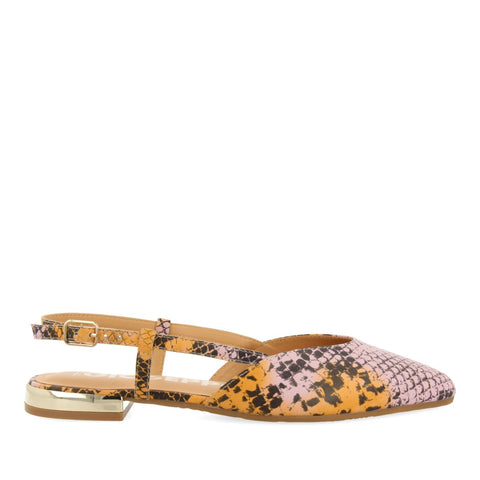 BALLERINES DÉTALONNÉES À BOUT FIN EN CUIR AVEC IMPRIMÉ SERPENT MULTICOLORE POUR FEMME LASCARI