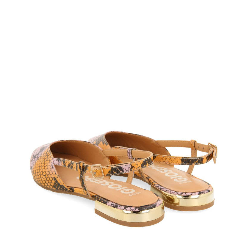 BALLERINES DÉTALONNÉES À BOUT FIN EN CUIR AVEC IMPRIMÉ SERPENT MULTICOLORE POUR FEMME LASCARI