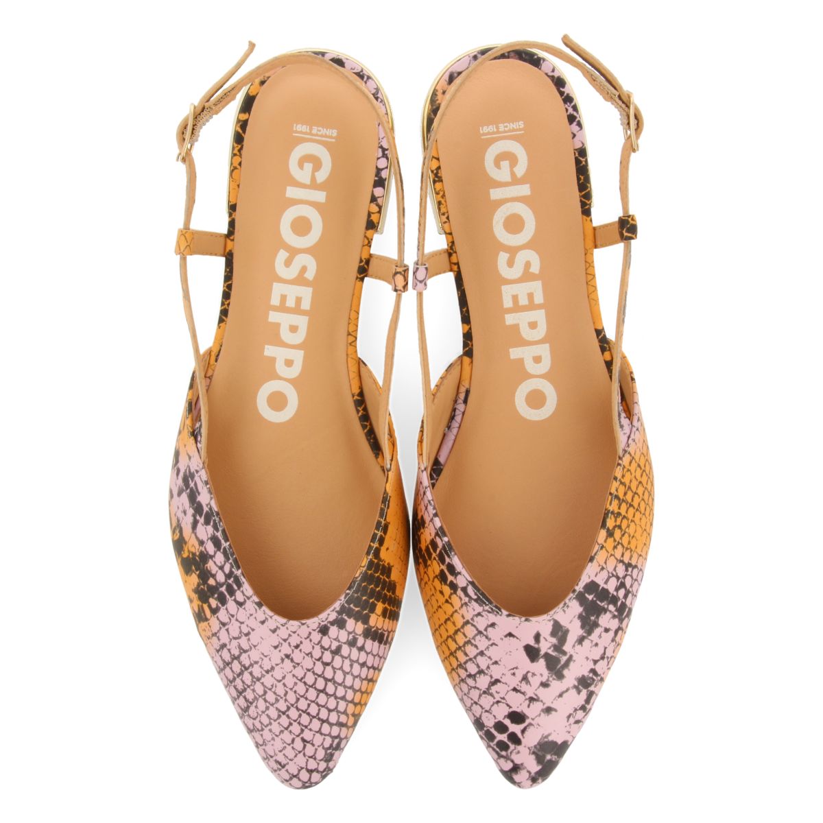 BAILARINAS DESTALONADAS DE PUNTA FINA EN PIEL CON PRINT DE SERPIENTE MULTICOLOR PARA MUJER LASCARI