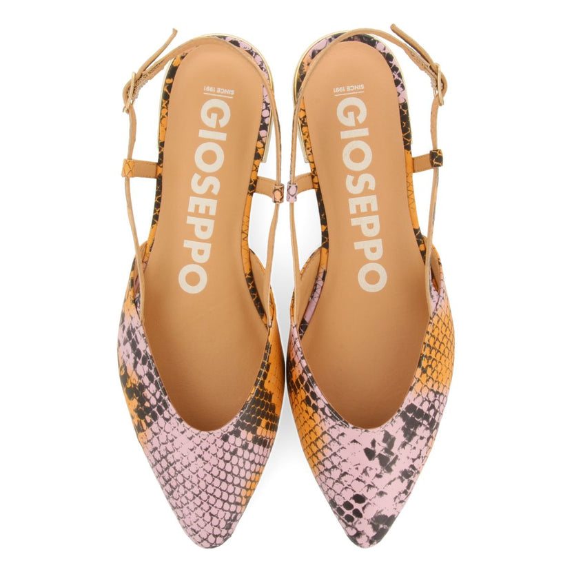 BALLERINES DÉTALONNÉES À BOUT FIN EN CUIR AVEC IMPRIMÉ SERPENT MULTICOLORE POUR FEMME LASCARI