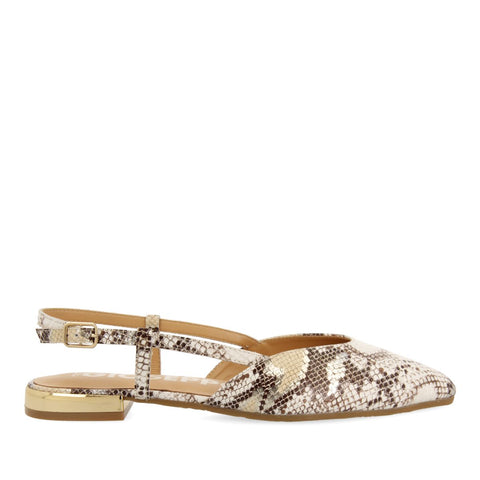 BALLERINES À BOUT FIN SANS TALON EN CUIR AVEC IMPRIMÉ SERPENT OFF-WHITE POUR FEMME LASCARI
