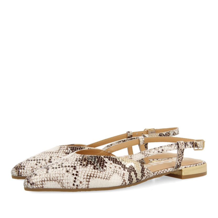 BALLERINES À BOUT FIN SANS TALON EN CUIR AVEC IMPRIMÉ SERPENT OFF-WHITE POUR FEMME LASCARI