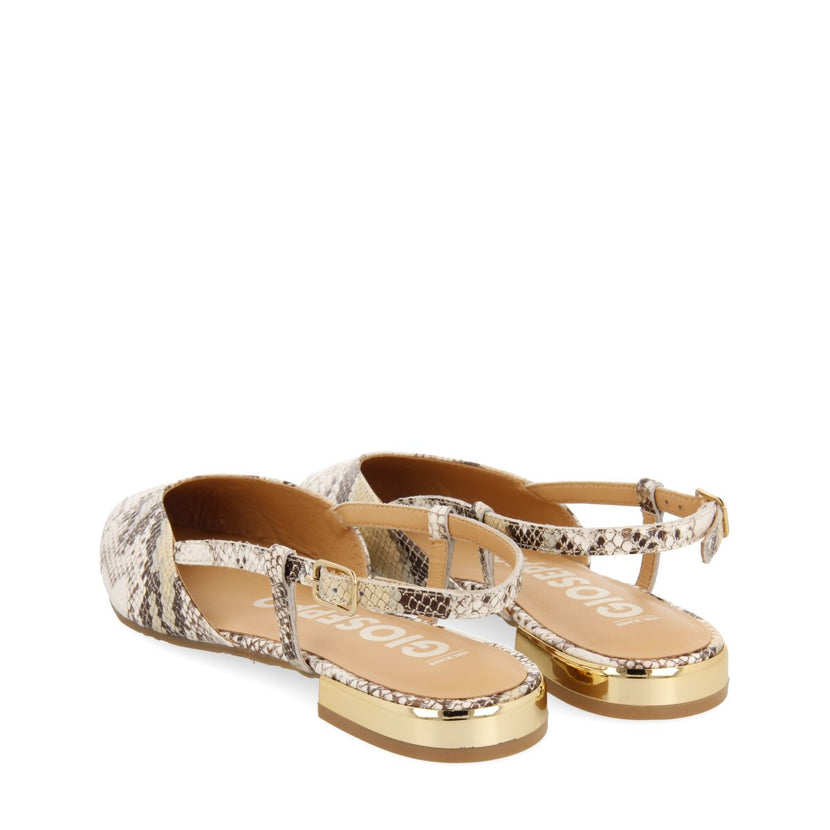 BALLERINES À BOUT FIN SANS TALON EN CUIR AVEC IMPRIMÉ SERPENT OFF-WHITE POUR FEMME LASCARI