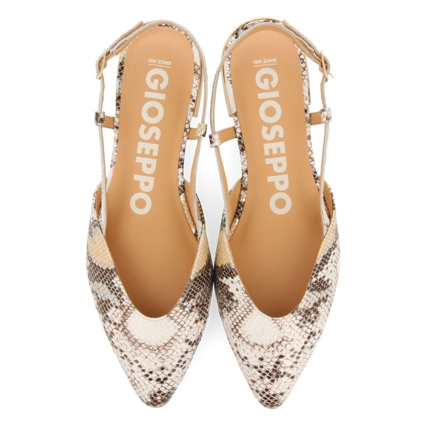 BALLERINES À BOUT FIN SANS TALON EN CUIR AVEC IMPRIMÉ SERPENT OFF-WHITE POUR FEMME LASCARI