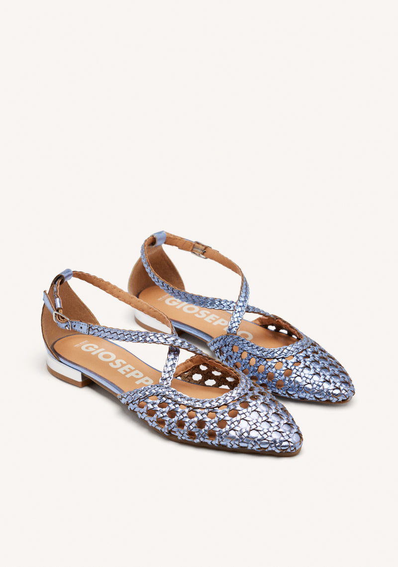 BAILARINAS DE PIEL COLOR AZUL CON TRENZADOS PARA MUJER LESKOVIC