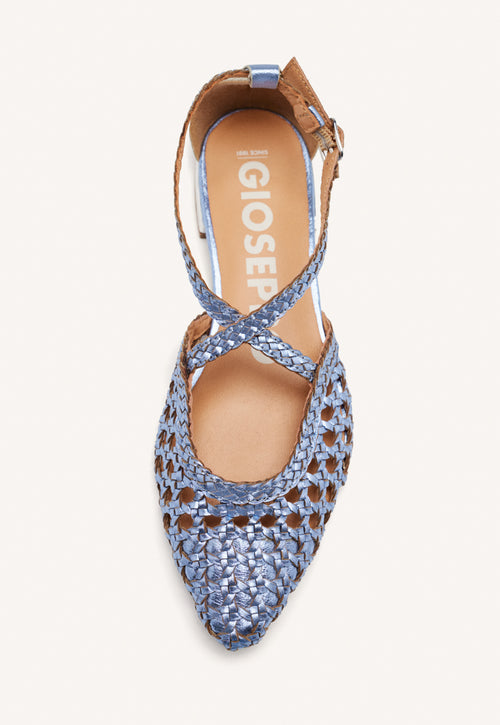 BAILARINAS DE PIEL COLOR AZUL CON TRENZADOS PARA MUJER LESKOVIC