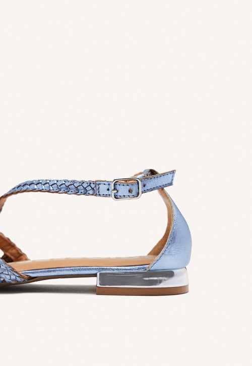 BAILARINAS DE PIEL COLOR AZUL CON TRENZADOS PARA MUJER LESKOVIC