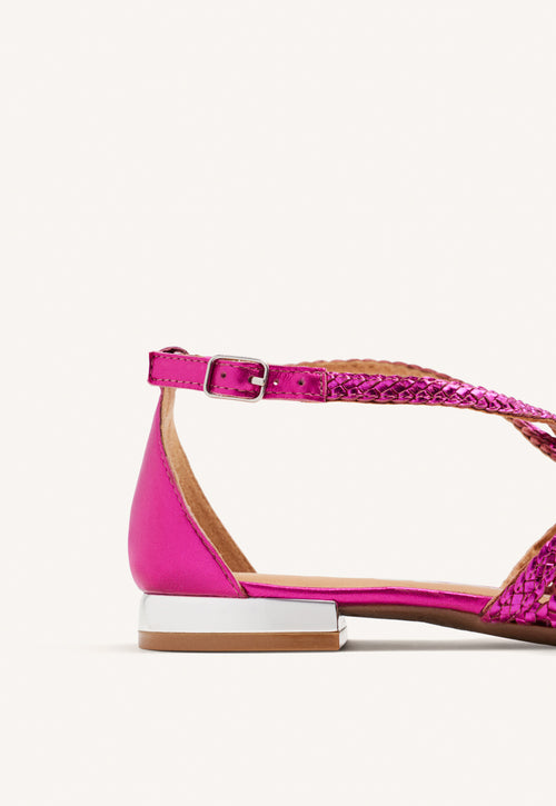 BAILARINAS DE PIEL COLOR FUCSIA CON TRENZADOS PARA MUJER LESKOVIC