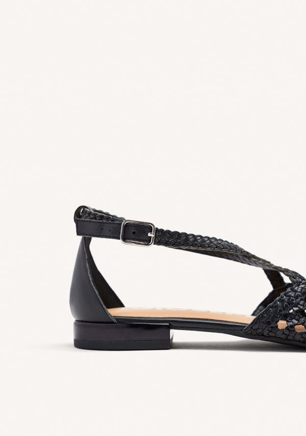 BAILARINAS DE PIEL COLOR NEGRO CON TRENZADOS PARA MUJER LESKOVIC