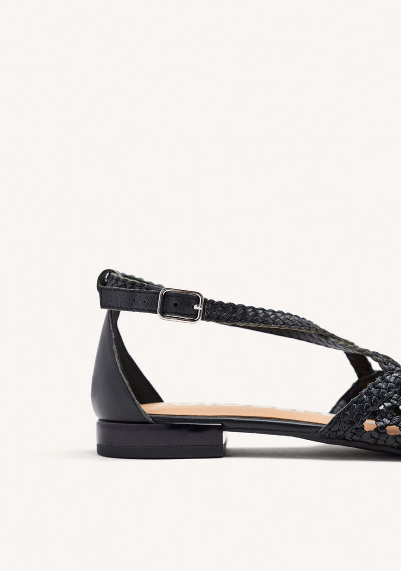BAILARINAS DE PIEL COLOR NEGRO CON TRENZADOS PARA MUJER LESKOVIC