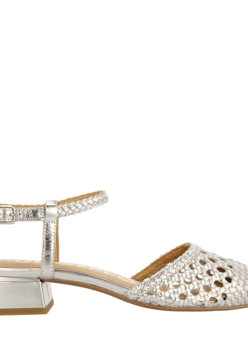 SILVER LEATHER BRAIDED BALLERINAS FOR WOMEN MINEO