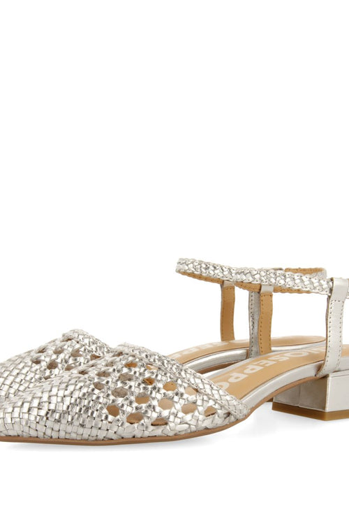 SILVER LEATHER BRAIDED BALLERINAS FOR WOMEN MINEO