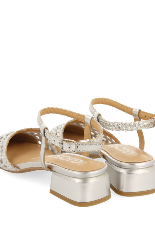 SILVER LEATHER BRAIDED BALLERINAS FOR WOMEN MINEO