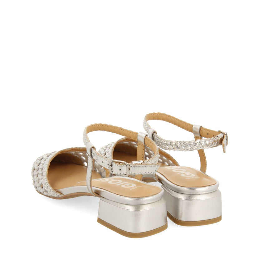 BALLERINES EN CUIR TRESSÉ ARGENTÉ POUR FEMME MINEO