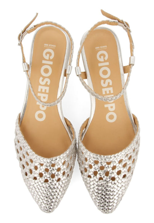 SILVER LEATHER BRAIDED BALLERINAS FOR WOMEN MINEO