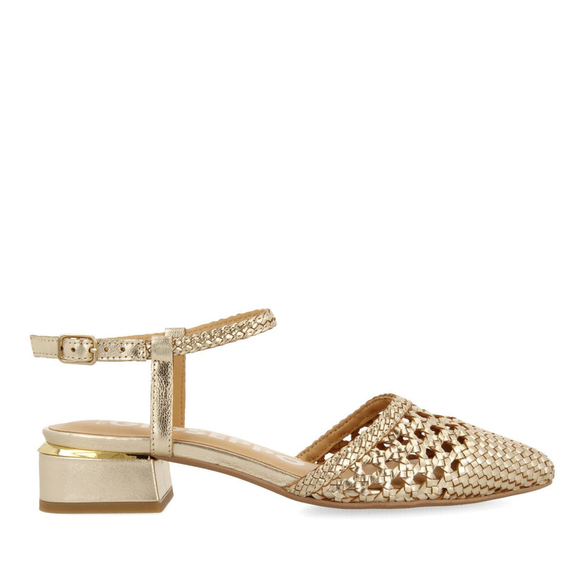 BALLERINES EN CUIR TRESSÉ DE COULEUR PLATINE POUR FEMME MINEO