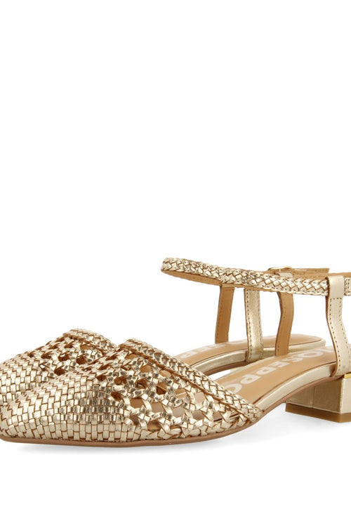 PLATINUM COLORED BRAIDED LEATHER BALLERINAS FOR WOMEN MINEO