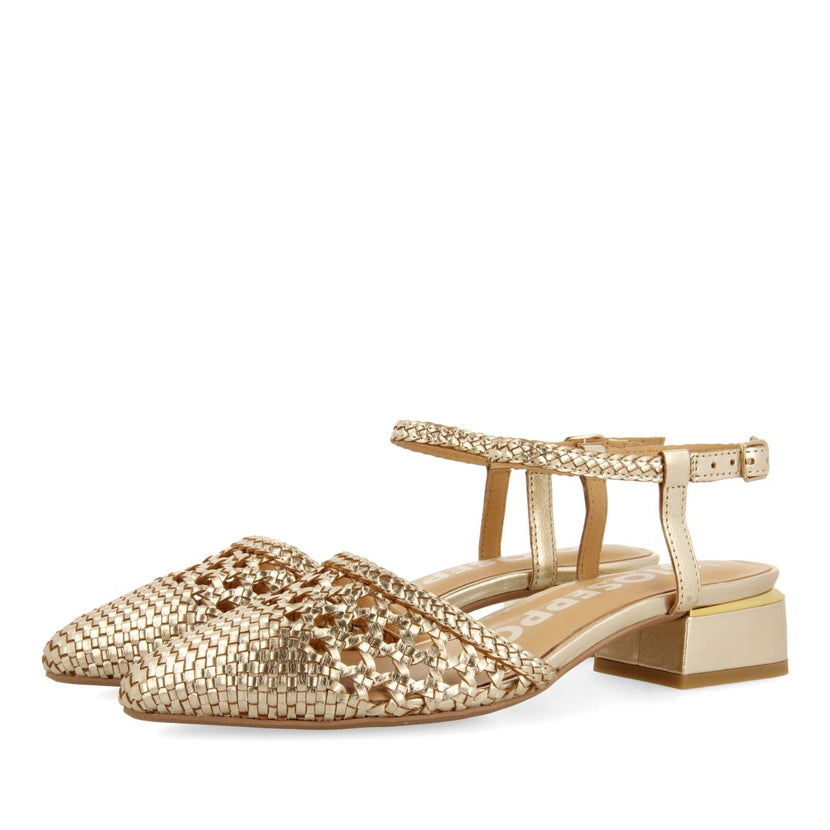 BALLERINES EN CUIR TRESSÉ DE COULEUR PLATINE POUR FEMME MINEO
