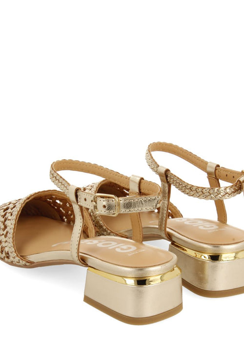 PLATINUM COLORED BRAIDED LEATHER BALLERINAS FOR WOMEN MINEO