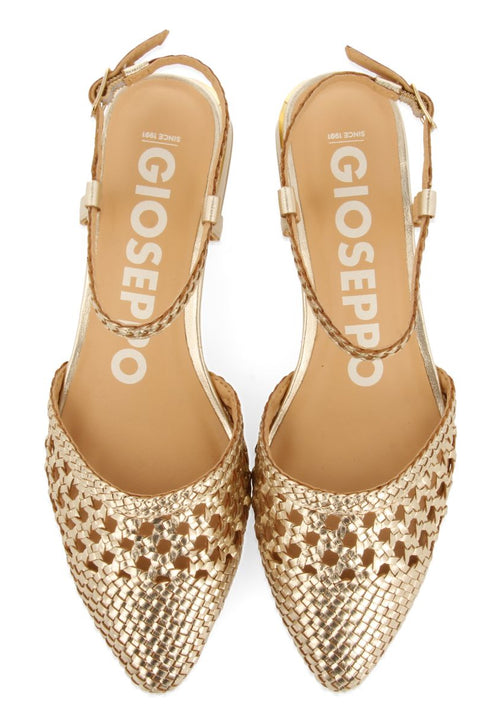 PLATINUM COLORED BRAIDED LEATHER BALLERINAS FOR WOMEN MINEO