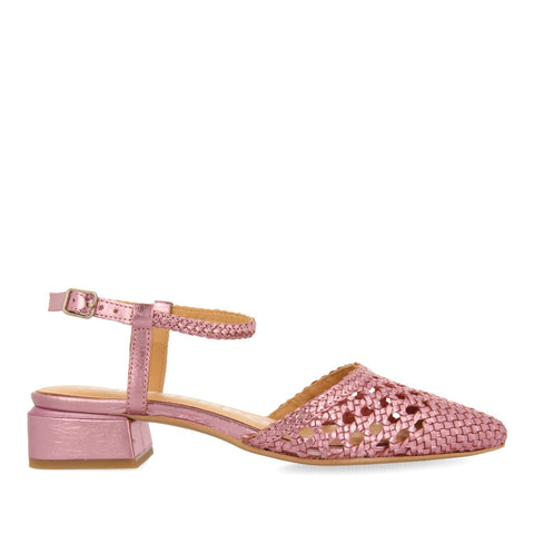 BALLERINES EN CUIR TRESSÉ ROSE POUR FEMME MINEO