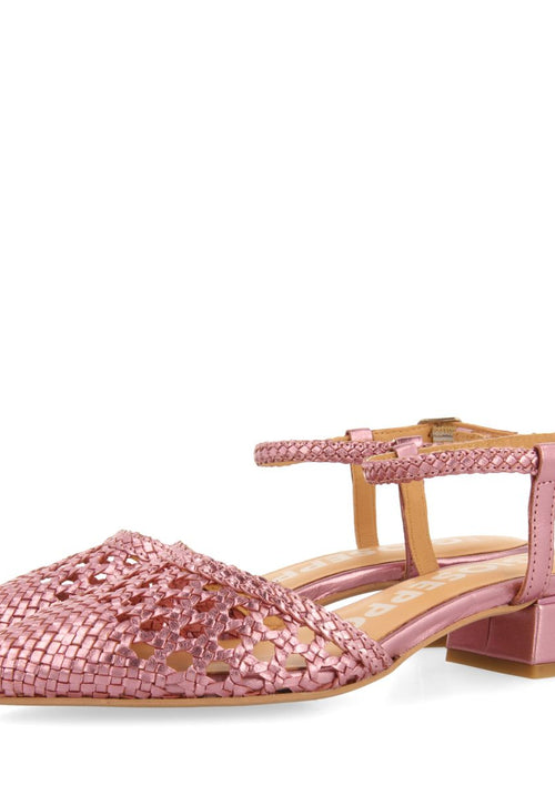 PINK LEATHER BRAIDED BALLERINAS FOR WOMEN MINEO