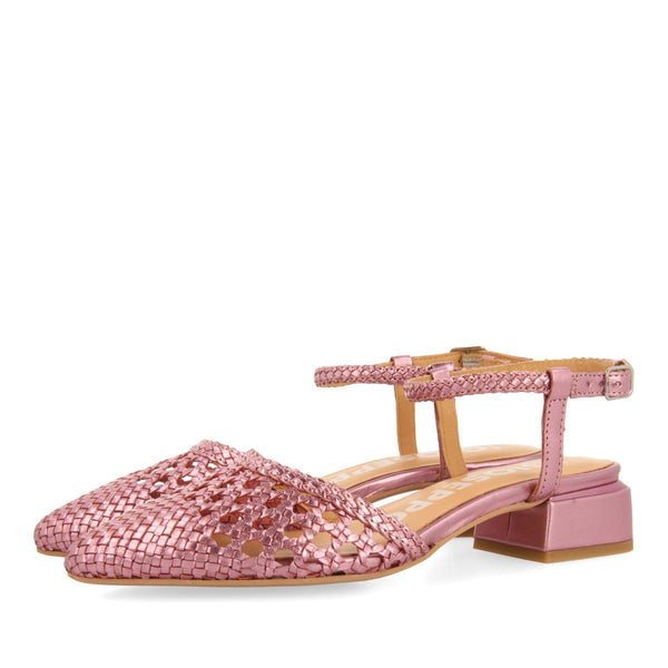 BALLERINES EN CUIR TRESSÉ ROSE POUR FEMME MINEO
