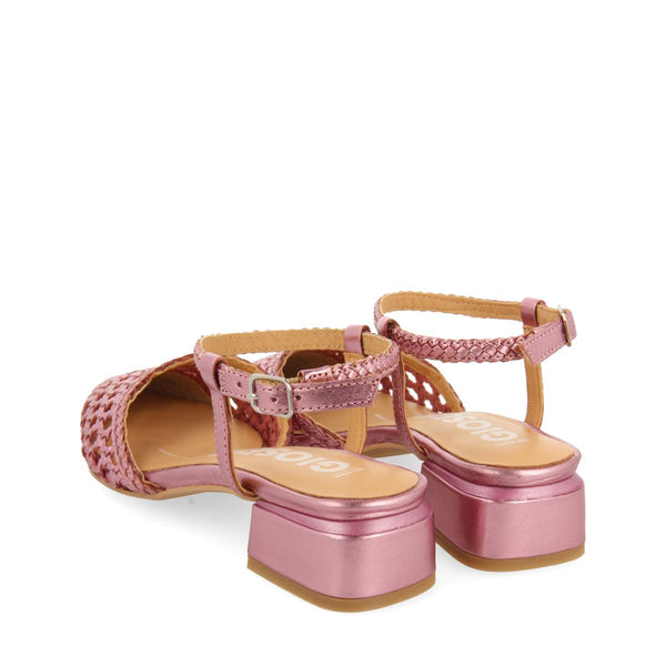 BALLERINES EN CUIR TRESSÉ ROSE POUR FEMME MINEO