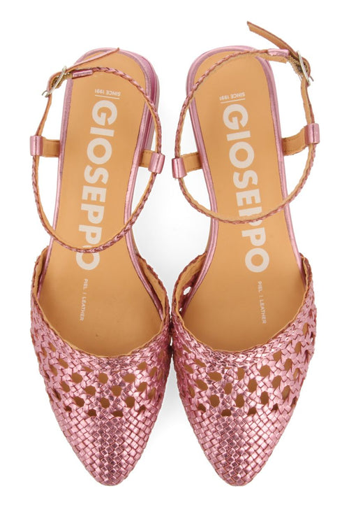 PINK LEATHER BRAIDED BALLERINAS FOR WOMEN MINEO