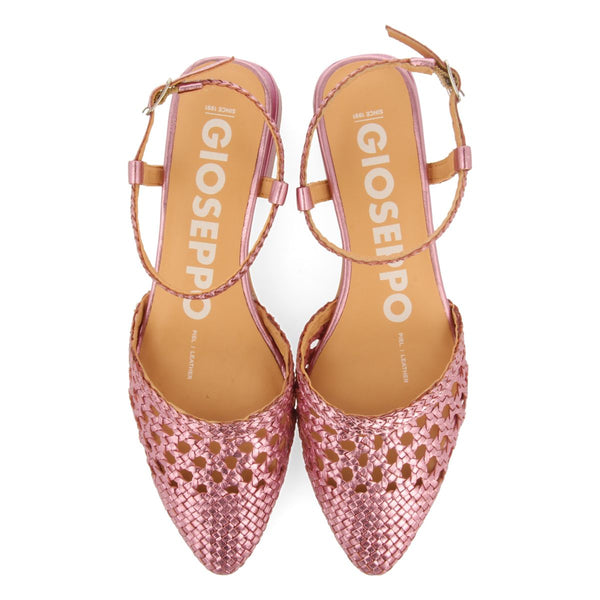 BALLERINES EN CUIR TRESSÉ ROSE POUR FEMME MINEO
