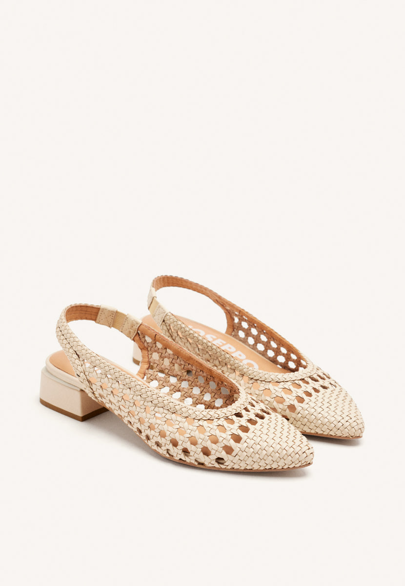 BAILARINAS TRENZADAS DE PIEL EN COLOR OFF-WHITE PARA MUJER PISKOVE