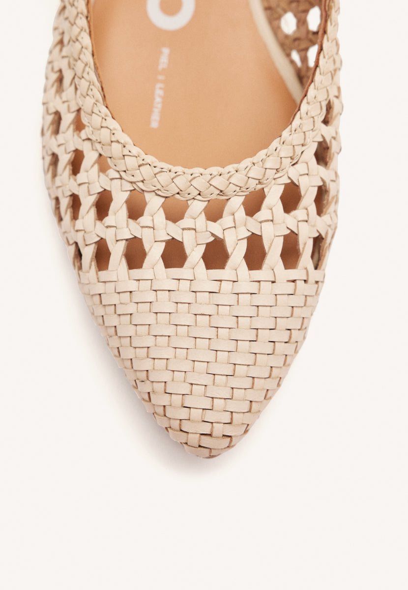 BAILARINAS TRENZADAS DE PIEL EN COLOR OFF-WHITE PARA MUJER PISKOVE