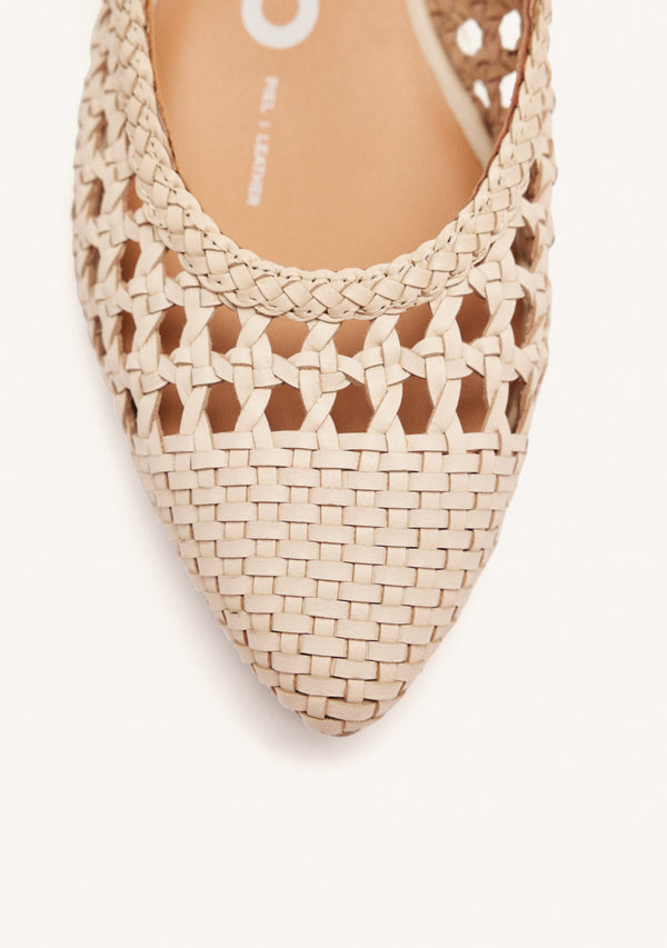 BRAIDED LEATHER OFF-WHITE BALLERINA FLATS FOR WOMEN PISKOVE