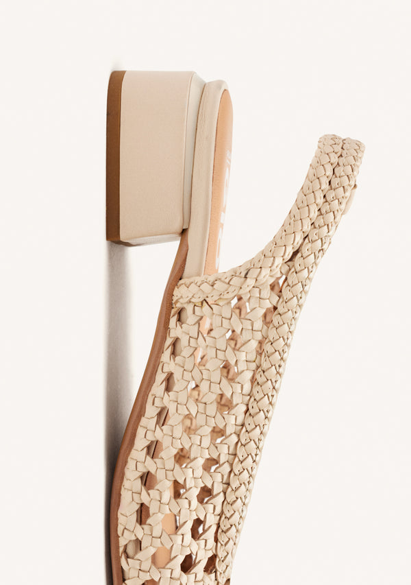 BRAIDED LEATHER OFF-WHITE BALLERINA FLATS FOR WOMEN PISKOVE