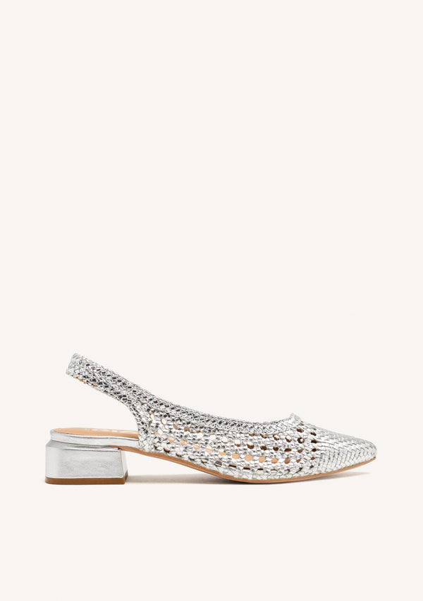 SILVER LEATHER BRAIDED BALLERINAS FOR WOMEN PISKOVE