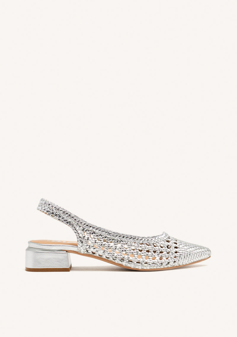 SILVER LEATHER BRAIDED BALLERINAS FOR WOMEN PISKOVE