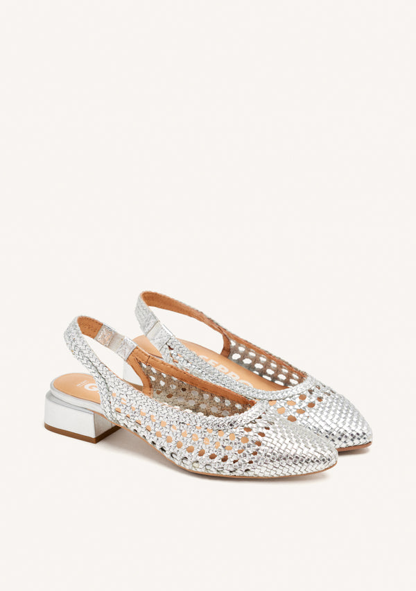 SILVER LEATHER BRAIDED BALLERINAS FOR WOMEN PISKOVE