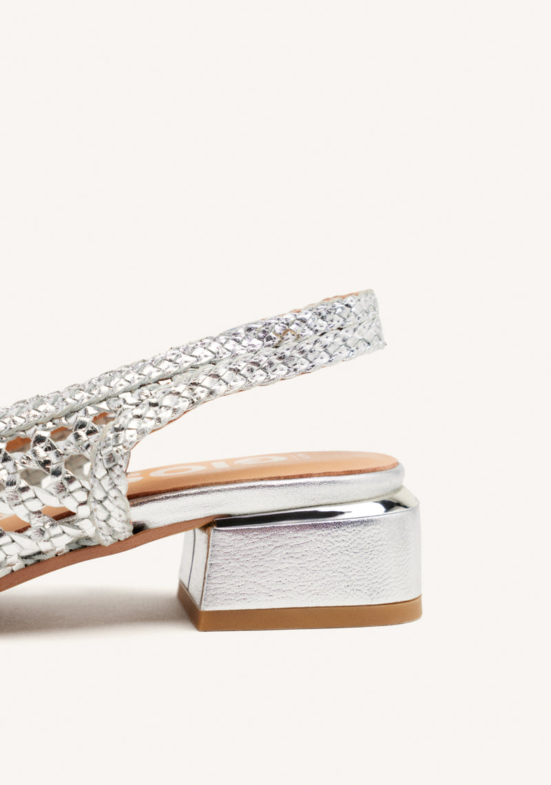 SILVER LEATHER BRAIDED BALLERINAS FOR WOMEN PISKOVE