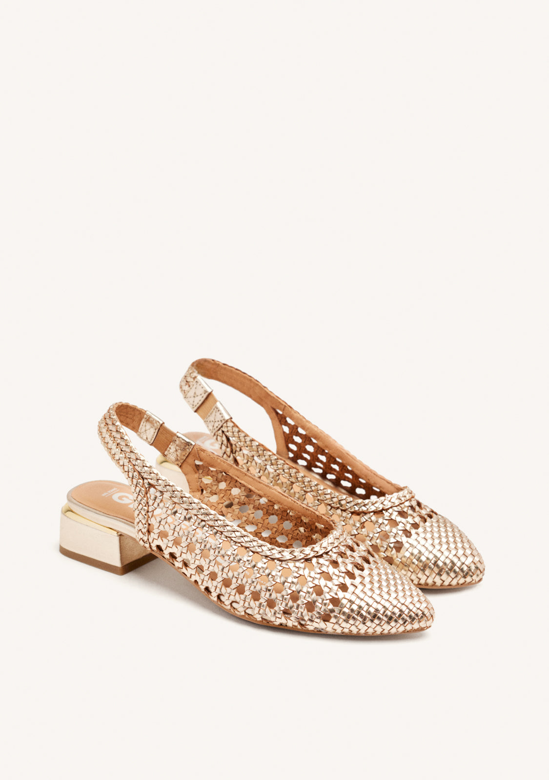 PLATINUM COLORED BRAIDED LEATHER BALLERINAS FOR WOMEN PISKOVE