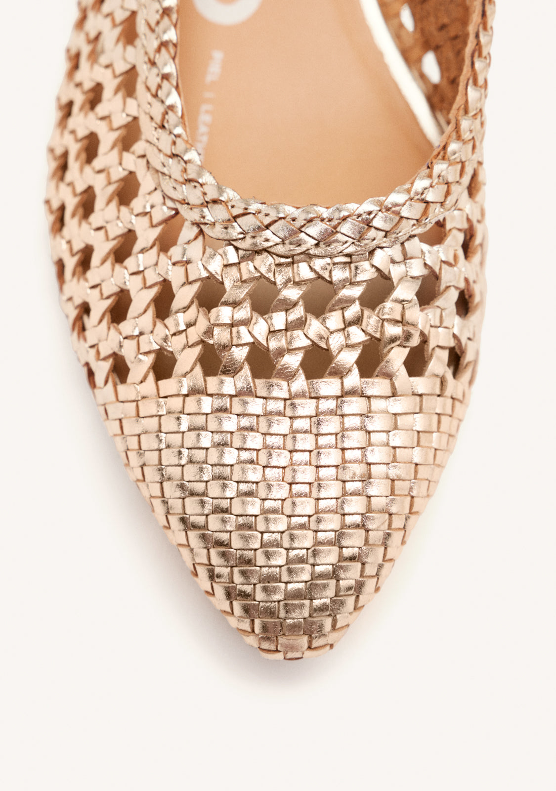 PLATINUM COLORED BRAIDED LEATHER BALLERINAS FOR WOMEN PISKOVE