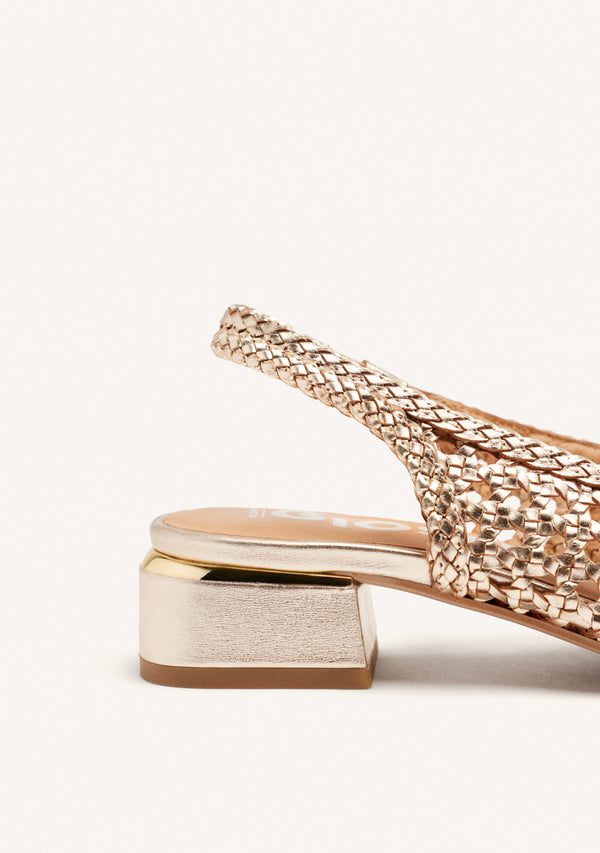 PLATINUM COLORED BRAIDED LEATHER BALLERINAS FOR WOMEN PISKOVE