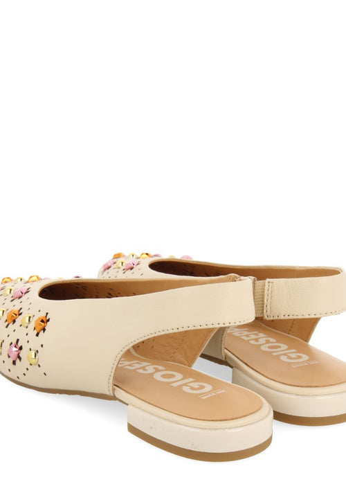 UNLINED OFF-WHITE LEATHER BALLERINA FLATS WITH STUD DETAIL FOR WOMEN DAKOVO