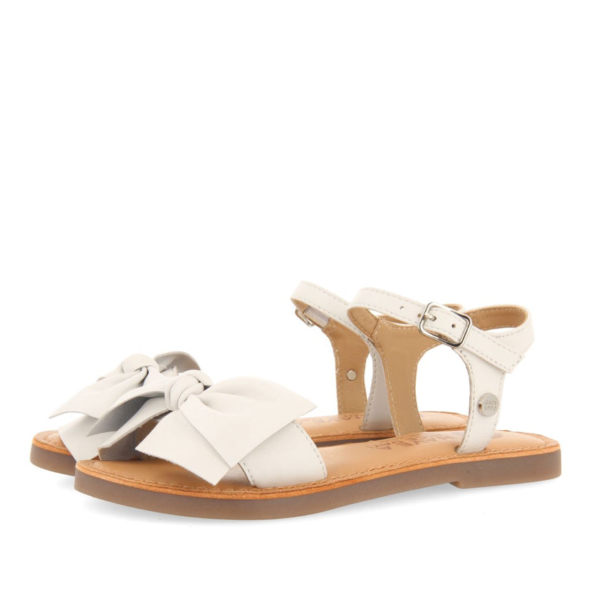 SANDALES BLANCHES EN CUIR AVEC NOEUD POUR FILLE ET GARÇON VARZIM