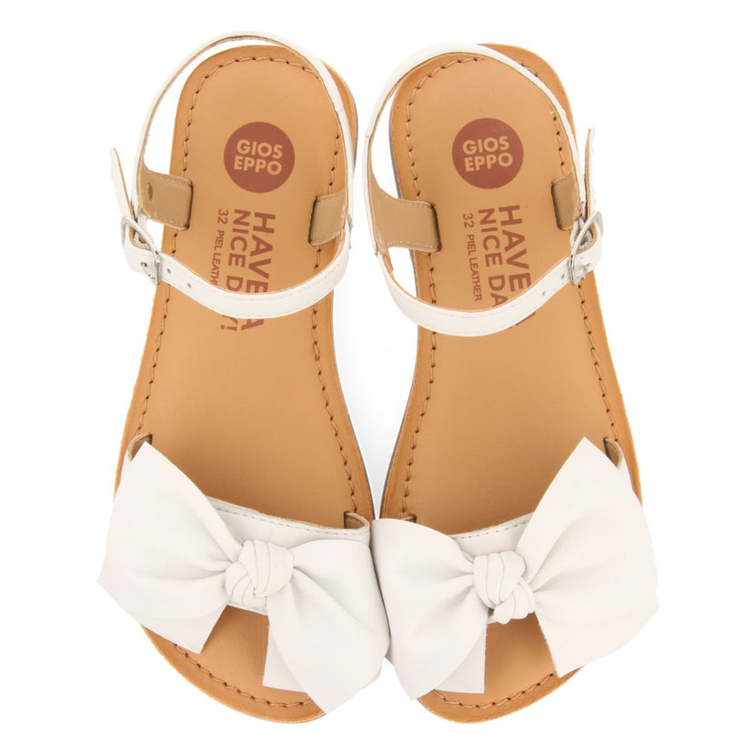 SANDALES BLANCHES EN CUIR AVEC NOEUD POUR FILLE ET GARÇON VARZIM