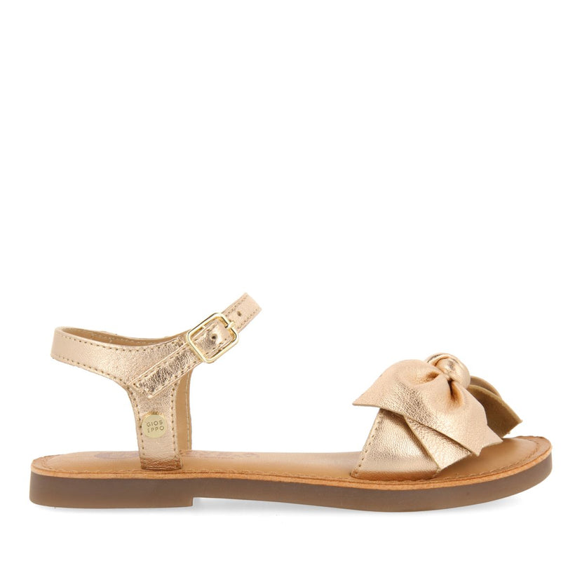 SANDALES EN CUIR DE COULEUR OR ROSE AVEC UN NOEUD POUR FILLE ET GARÇON VARZIM