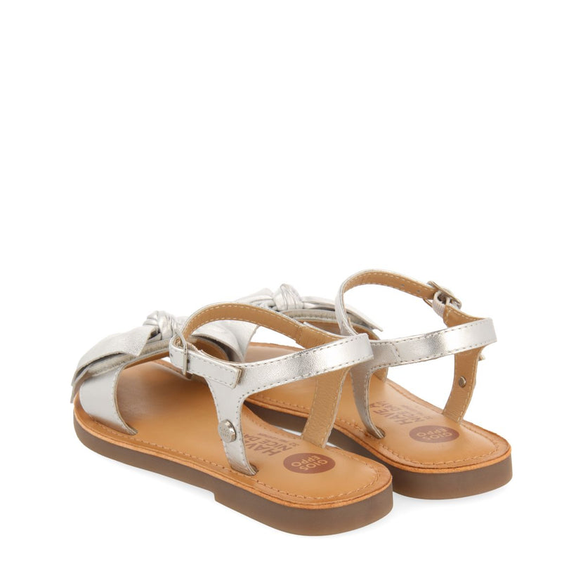 SANDALES EN CUIR ARGENTÉ AVEC NOEUD POUR FILLE ET GARÇON VARZIM