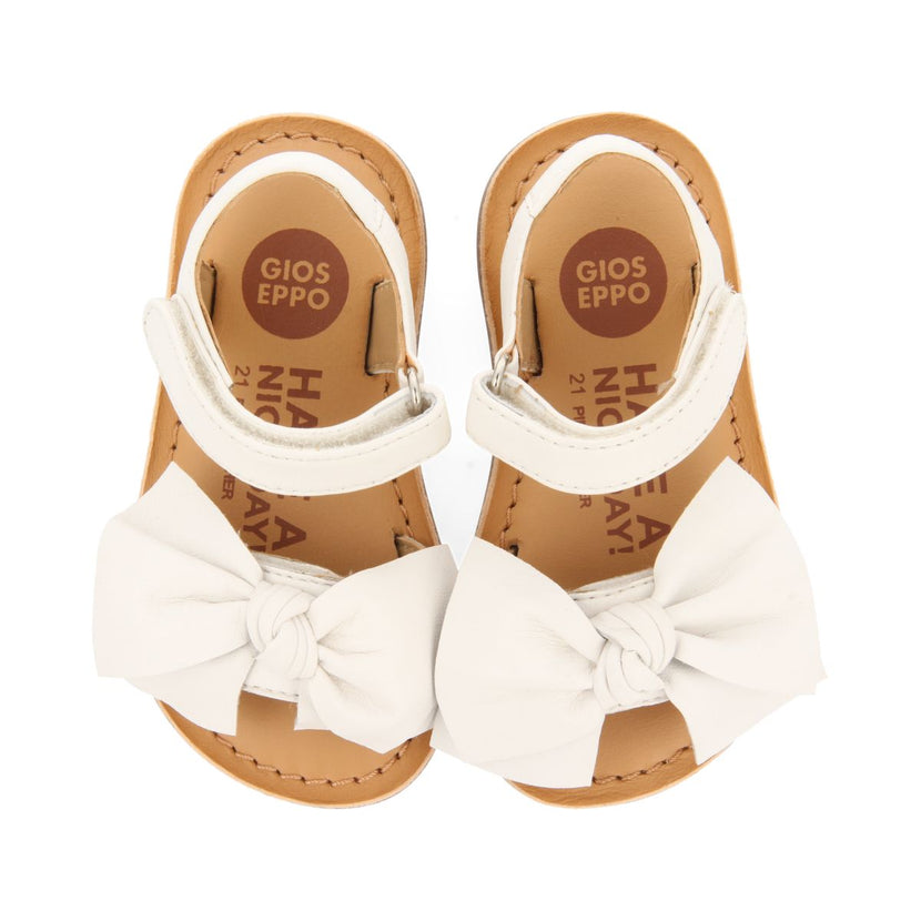 SANDALI BIANCHI IN PELLE CON FIOCCO PER BAMBINO ITALA